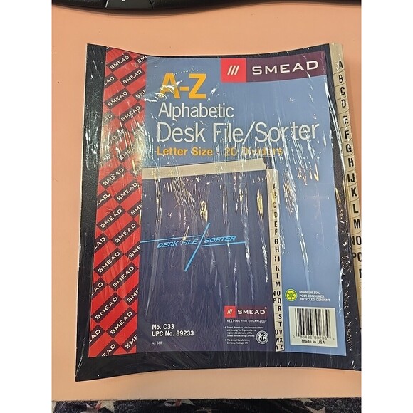 New Smead Desk File/Sorter Alphabetic (A-Z) 20 Dividers Letter Size Blue (89233) - Picture 1 of 4